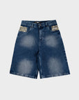 BLUE LEOPARD POCKET DENIM JORT