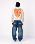 WHITE COAT-OF-ARMS KNIT