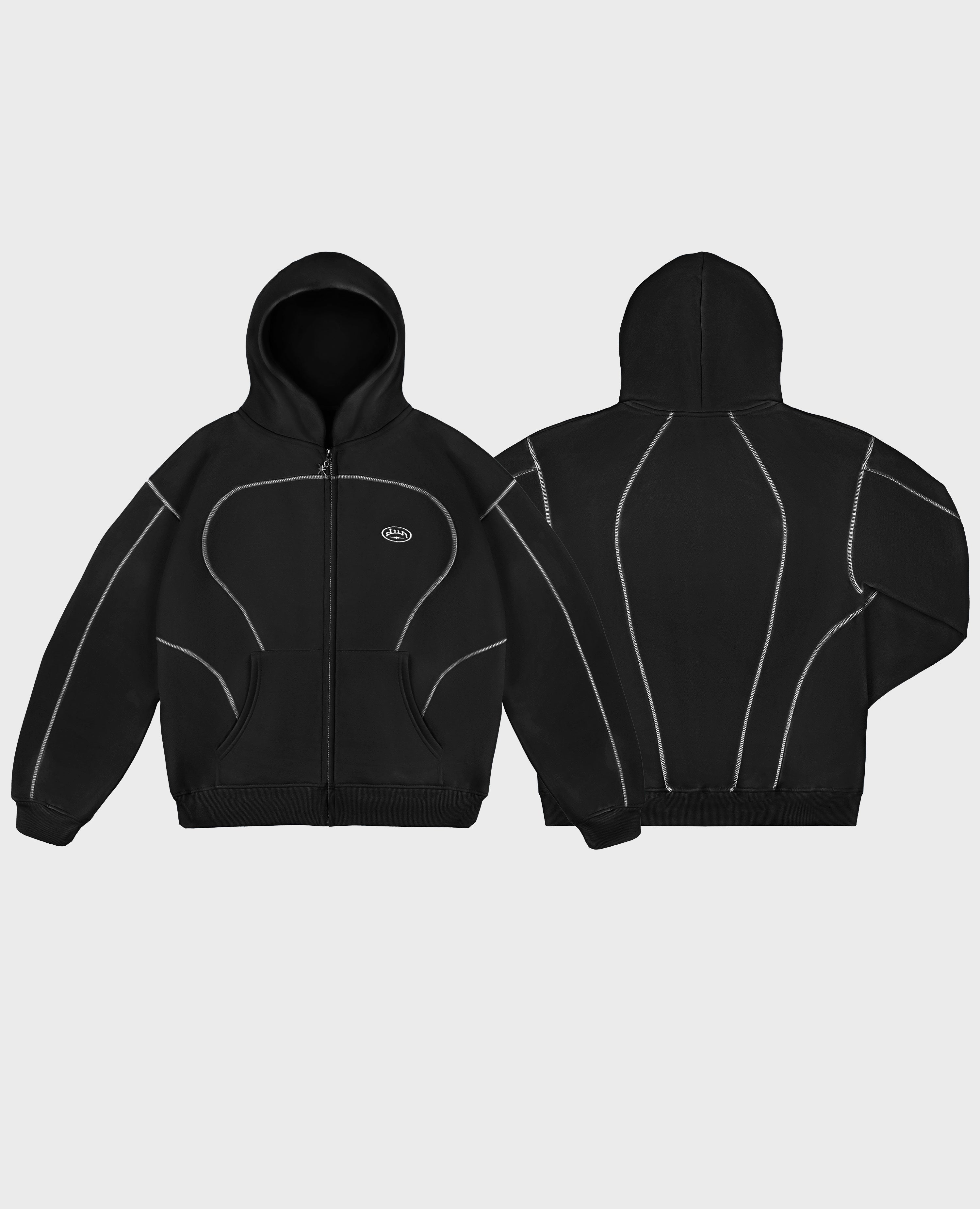DIVINBYDIVIN | Black Line Zip Hoodie