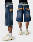 BLUE LEOPARD POCKET DENIM JORT