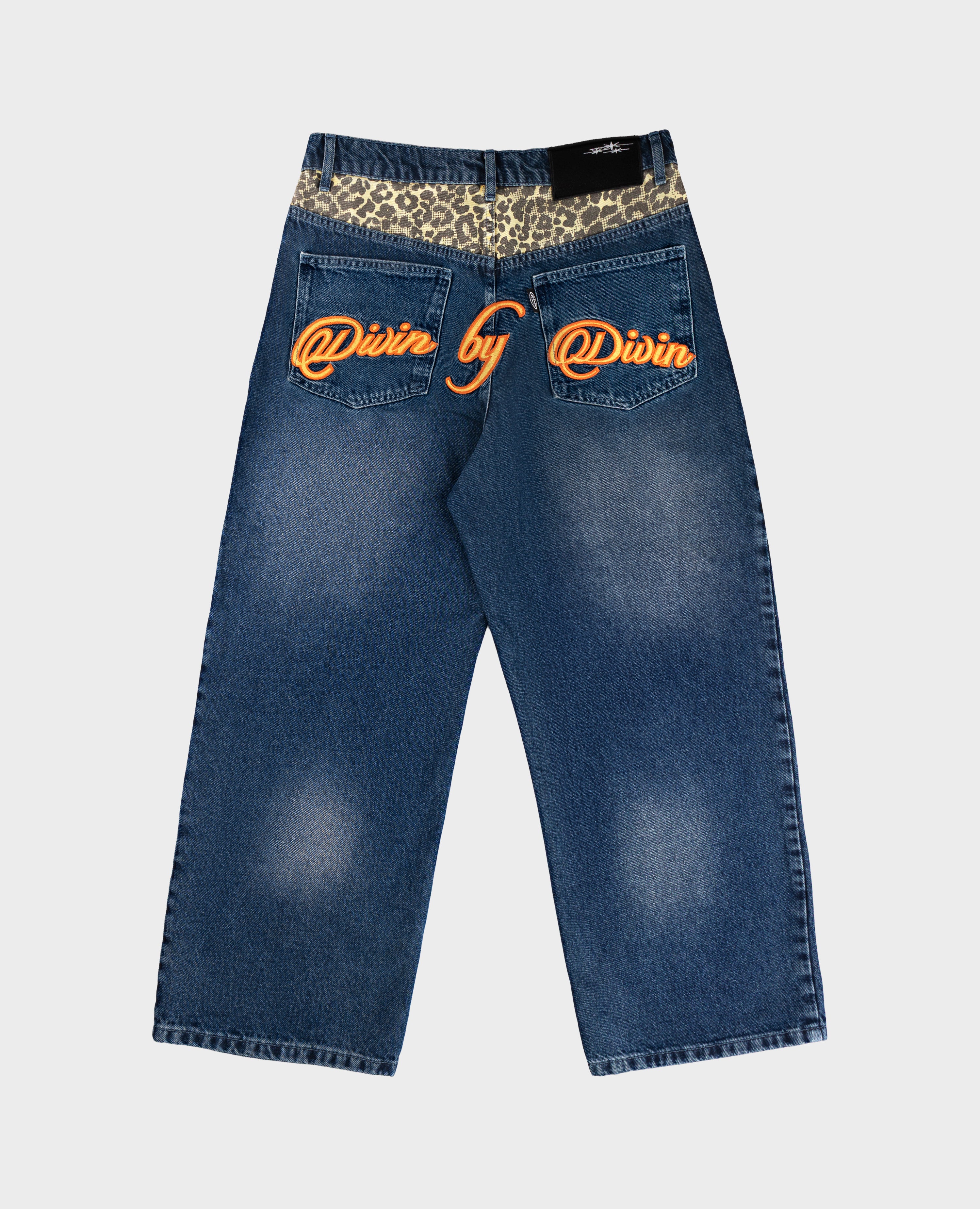 BLUE LEOPARD POCKET DENIM