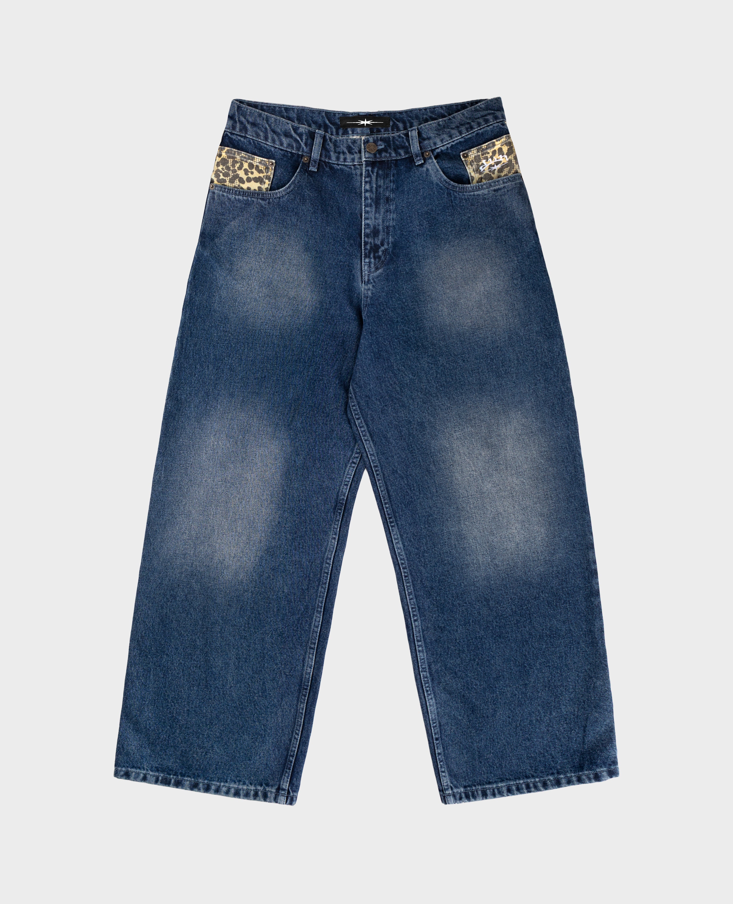 BLUE LEOPARD POCKET DENIM