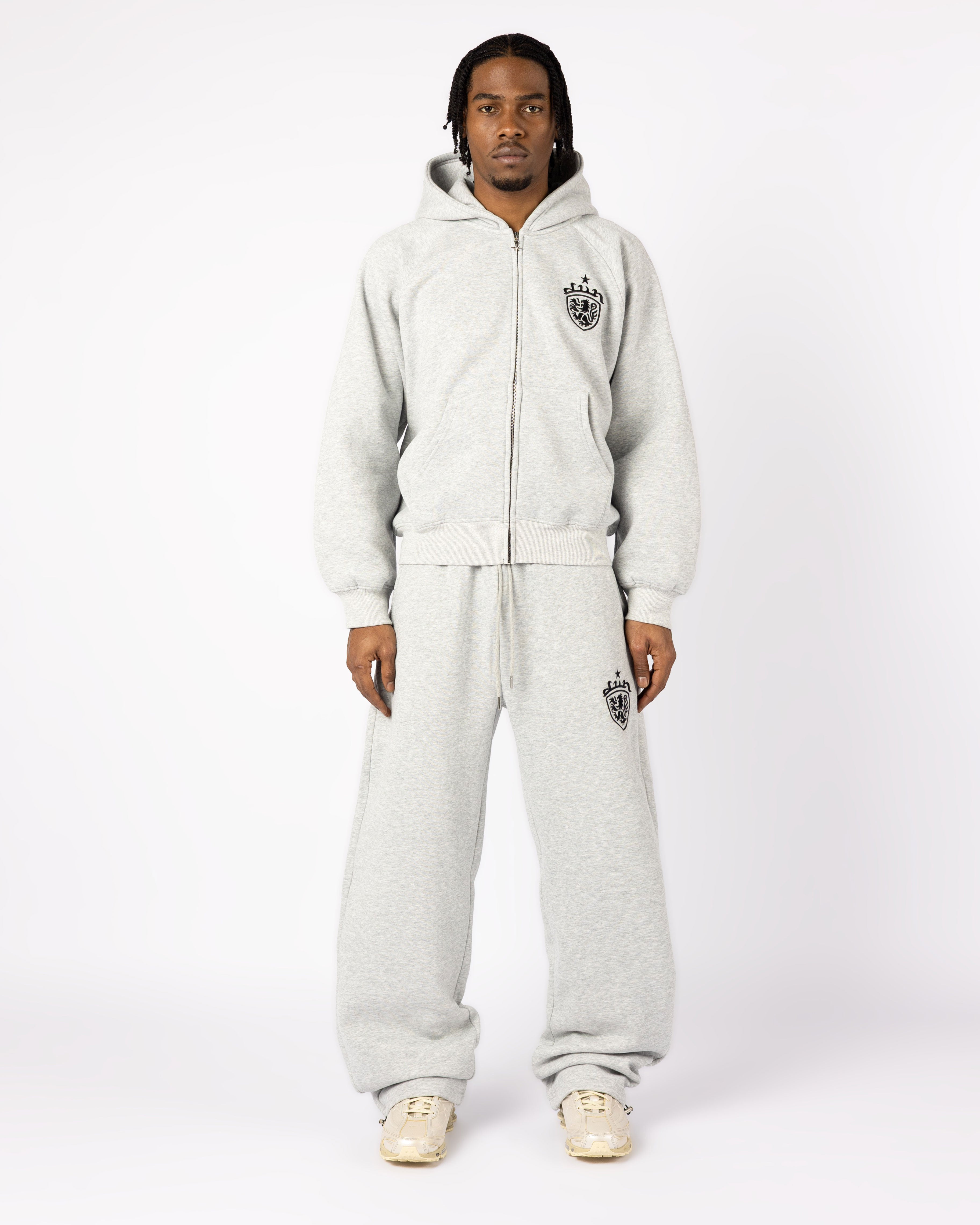 GREY COA EMBROIDERY ZIP